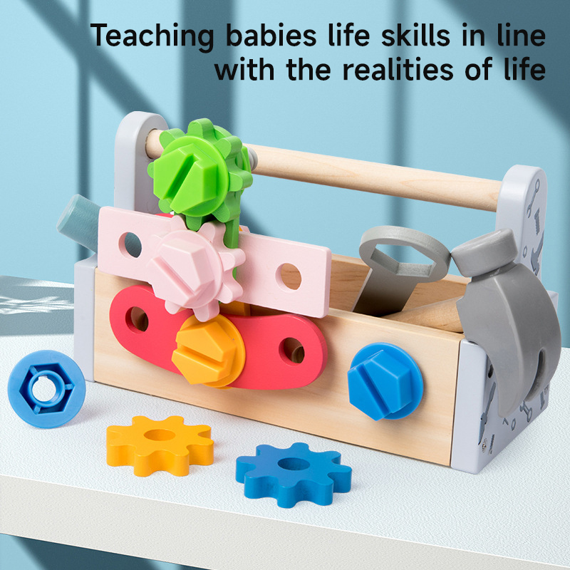 Gardening Tools Kids Set - Children Toolbox Wooden Toys DIY Screw