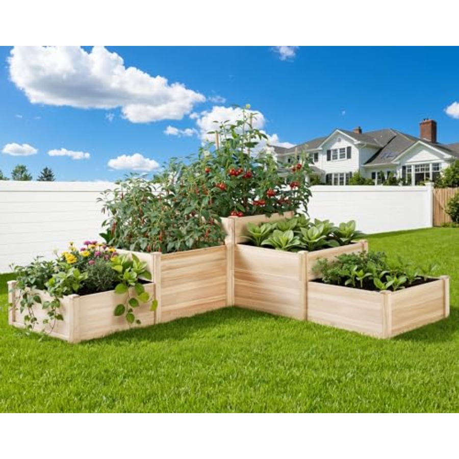 Gardening Tools Wooden - Raised Garden Bed 3-Tier Outdoor Planter