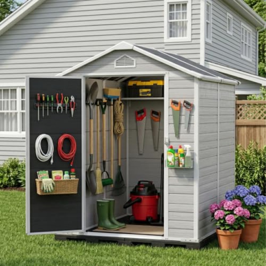 Resin Outdoor Storage Shed wit - Gardening Tools Plastic recension och pris