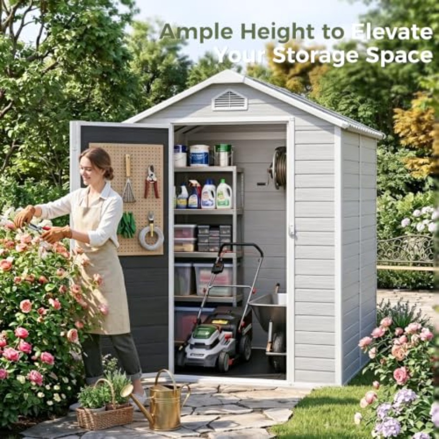 Resin Outdoor Storage Shed wit - Gardening Tools Plastic recension och pris