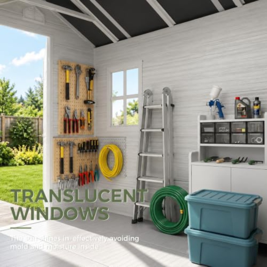 Resin Outdoor Storage Shed wit - Gardening Tools Plastic recension och pris