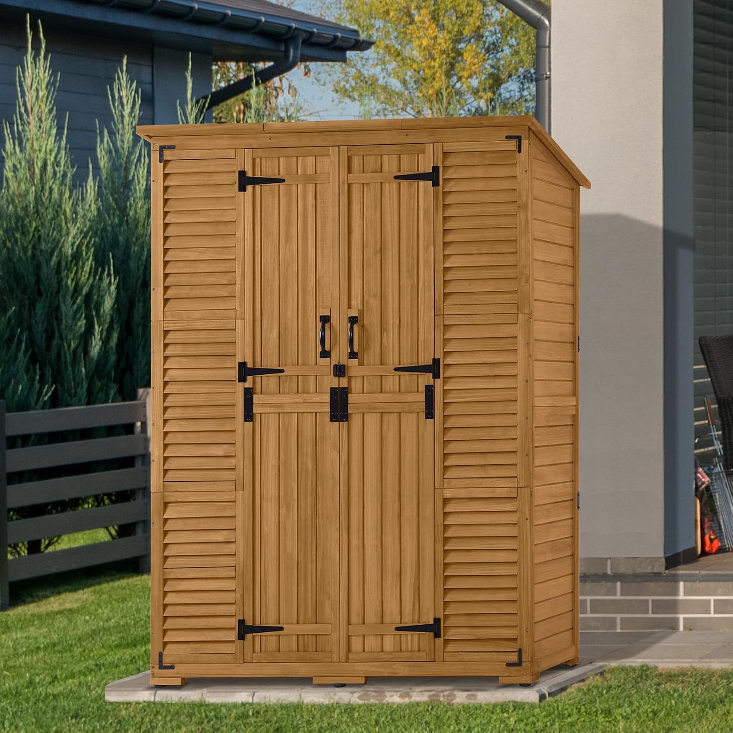 Outdoor Storage Cabinet with S - Gardening Tools Wooden recension och pris