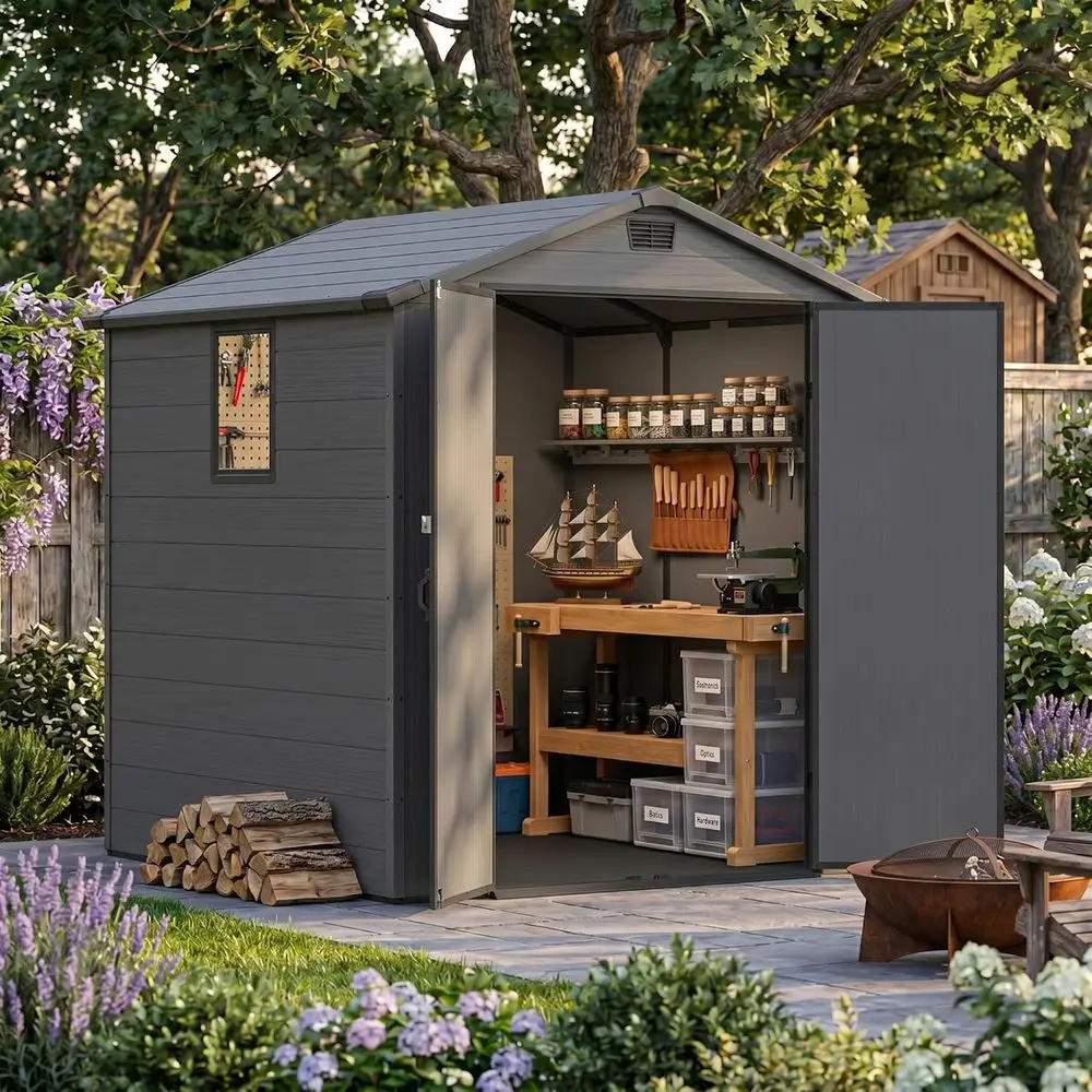 6x6 Plastic Storage Shed with  - Gardening Tools Plastic recension och pris