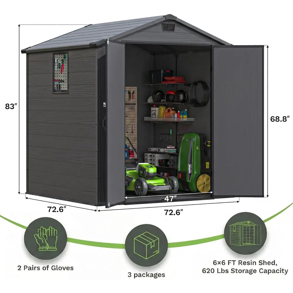 6x6 Plastic Storage Shed with  - Gardening Tools Plastic recension och pris
