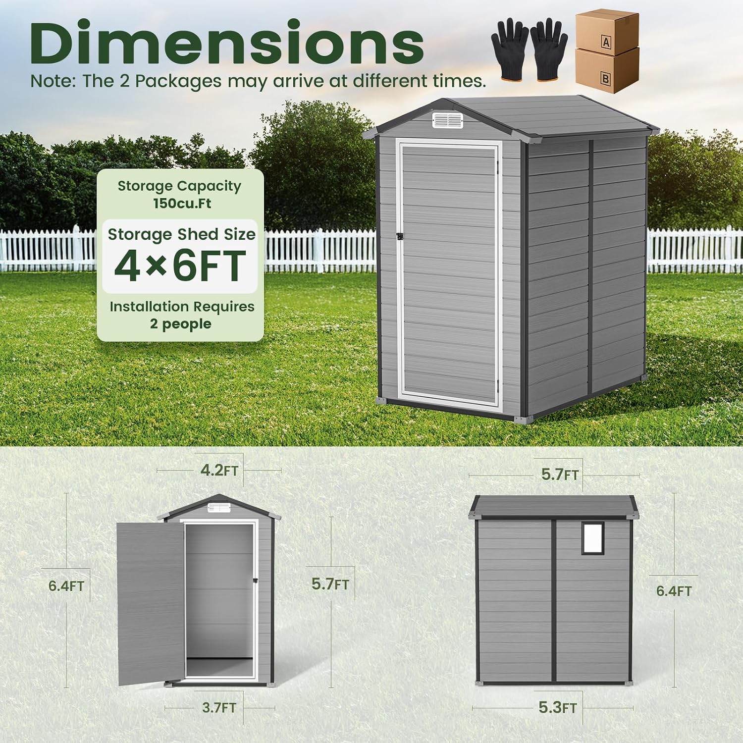 Outdoor Storage Shed with Floo - Gardening Tools Plastic recension och pris