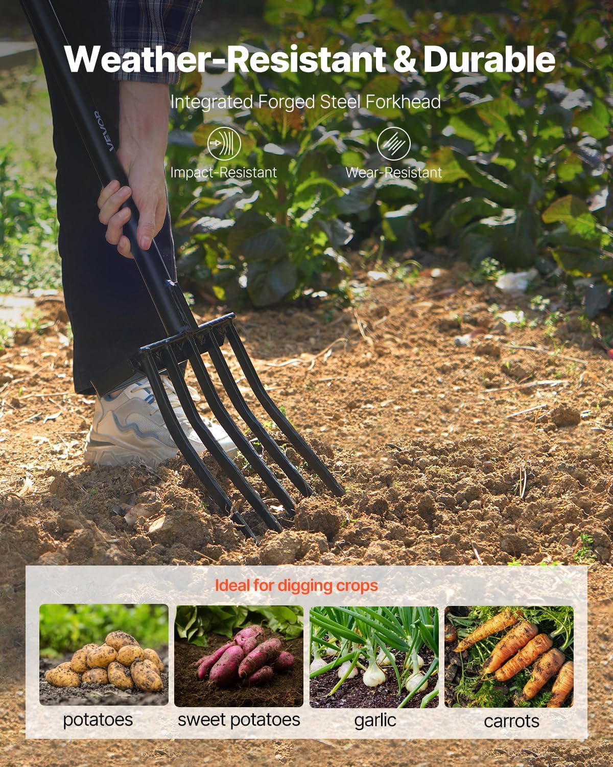 Garden Fork, 5-Tine Gardening  - Spade Digging Fork recension och pris
