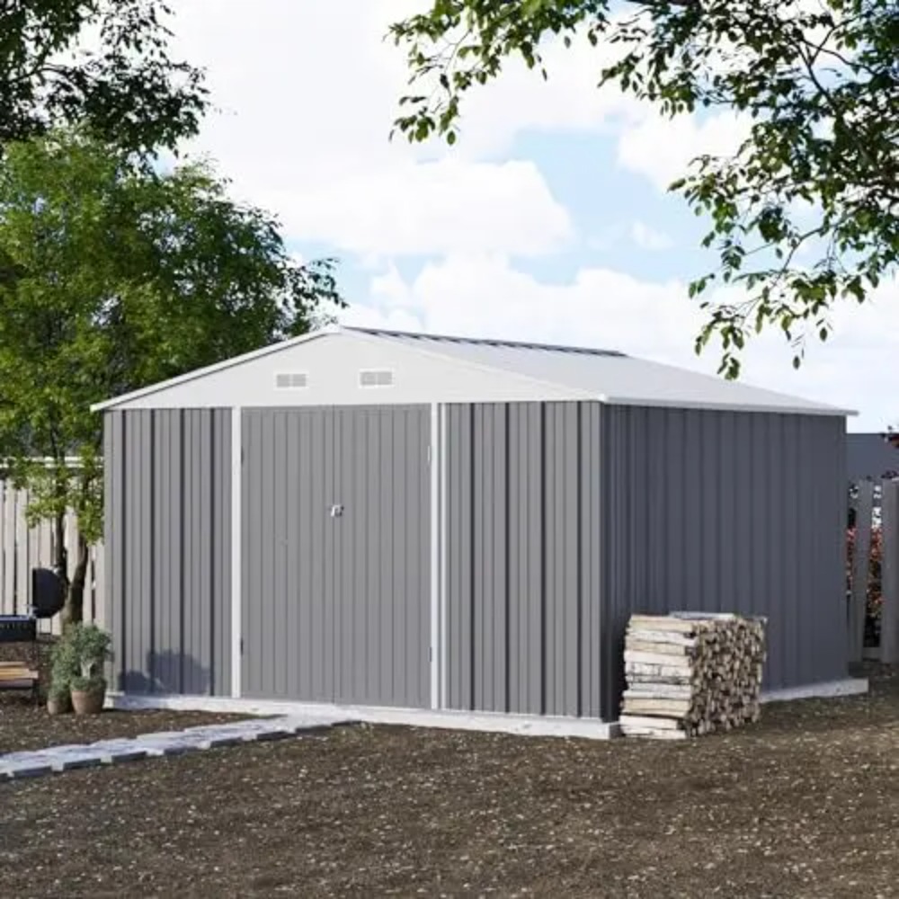10x10 FT Metal Storage Shed, B - Gardening Tools Plastic recension och pris